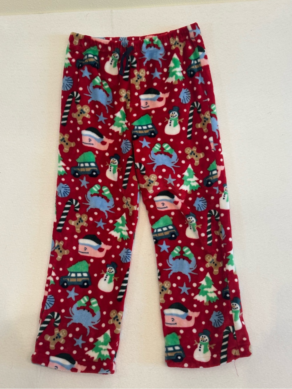 Vineyard Vines Red Holiday Fleece Pajama Pants with Festive Print